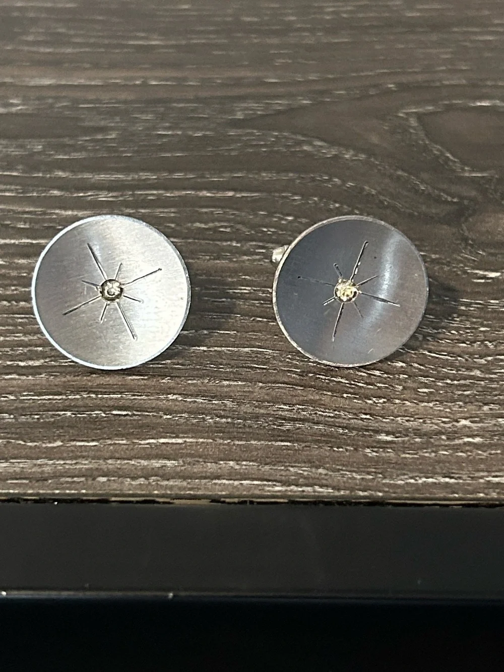 Starburst brushed silver cufflinks